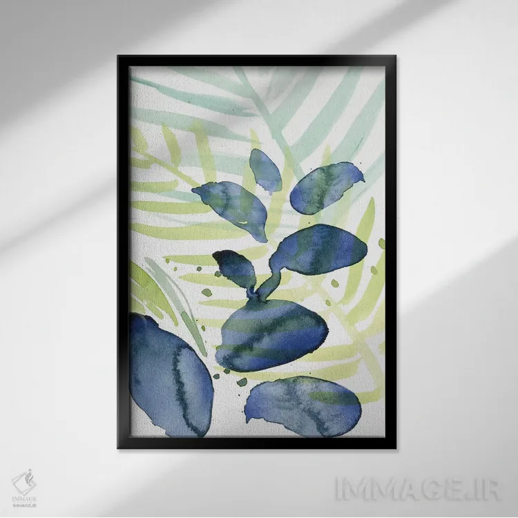 تابلو انتزاعی نخل های ملکه دو اثر جنیفر پکستون پارکر - نمای قابدار مشکی