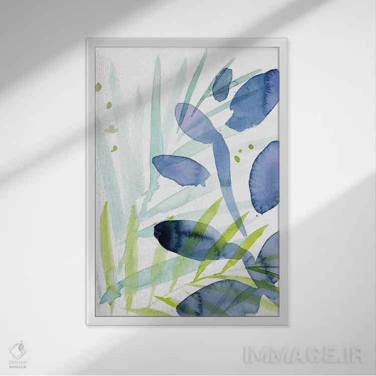 تابلو انتزاعی نخل های ملکه یک اثر جنیفر پکستون پارکر - نمای قابدار سفید