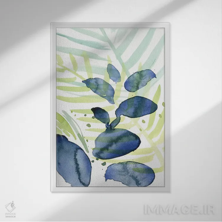 تابلو انتزاعی نخل های ملکه دو اثر جنیفر پکستون پارکر - نمای قابدار سفید