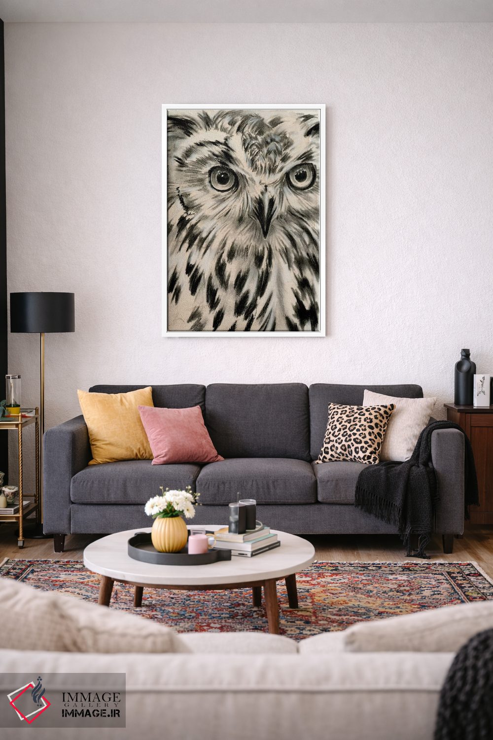 تابلو دکوراتیو جغد زغالی یک اثر جنیفر پکستون پارکر - D3W