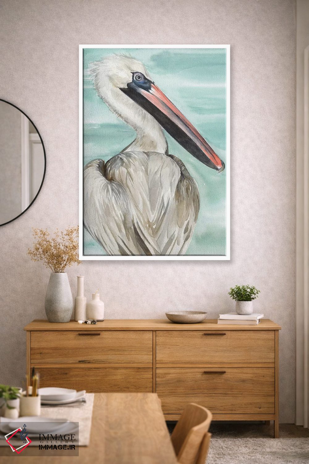 تابلو دکوراتیو پلیکان فیروزه ای یک اثر جنیفر پکستون پارکر - D1W