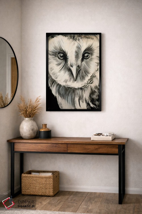 تابلو دکوراتیو جغد زغالی دو اثر جنیفر پکستون پارکر - D5B