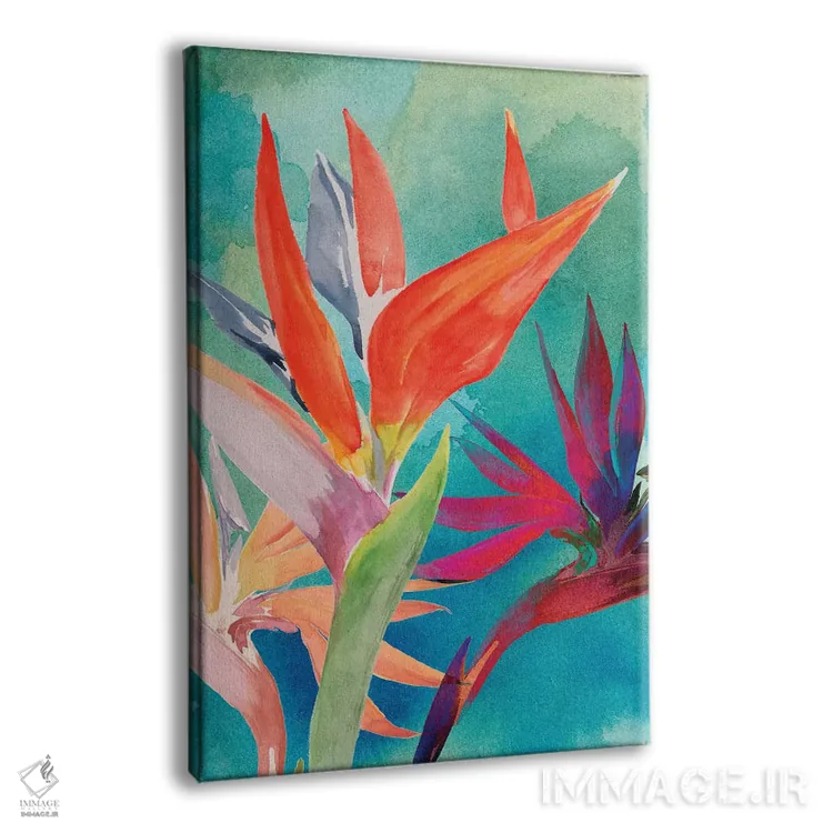 تابلو دکوراتیو پرندگان بهشتی زنده و پررنگ یک اثر جنیفر پکستون پارکر - نمای پرسپکتیو محصول