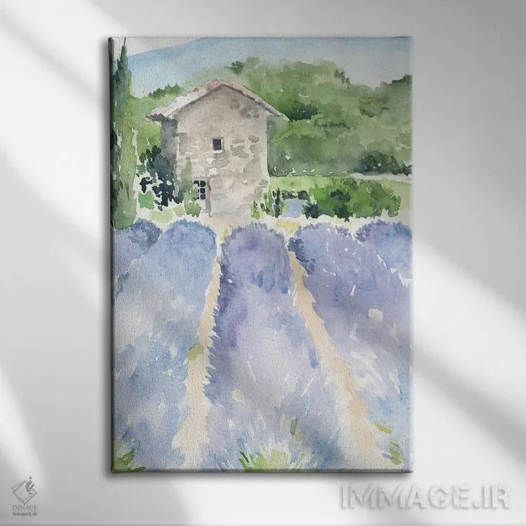 تابلو دکوراتیو مزارع اسطوخودوس ۱ اثر جنیفر پکستون پارکر - نمای روبهرو روی دیوار