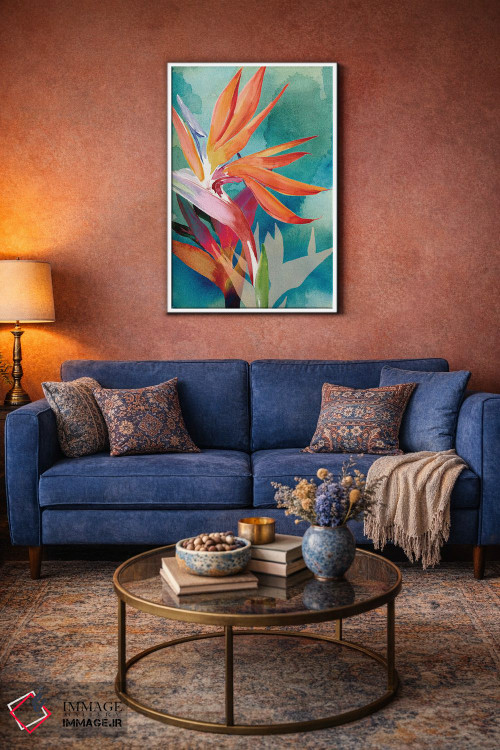 تابلو دکوراتیو پرندگان بهشتی زنده و پررنگ ۲ اثر جنیفر پکستون پارکر - D3W