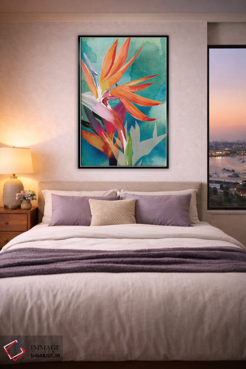 تابلو دکوراتیو پرندگان بهشتی زنده و پررنگ ۲ اثر جنیفر پکستون پارکر - D5B