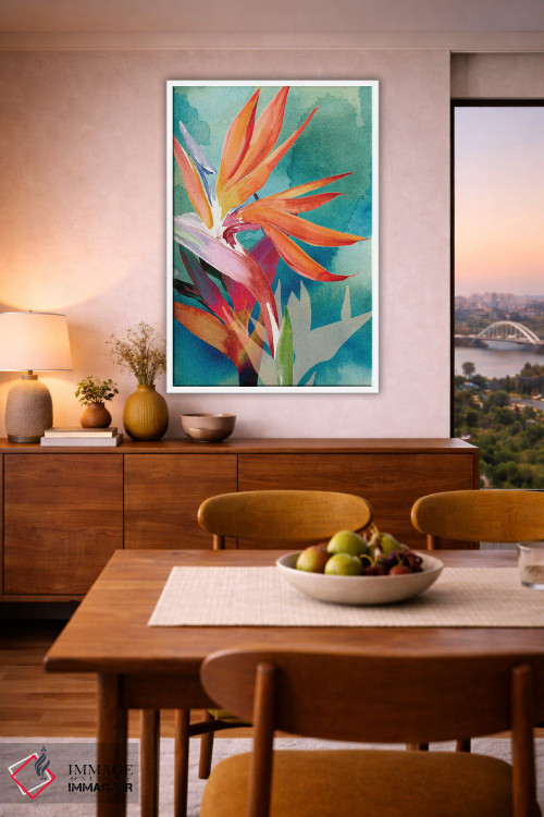 تابلو دکوراتیو پرندگان بهشتی زنده و پررنگ ۲ اثر جنیفر پکستون پارکر - D6W