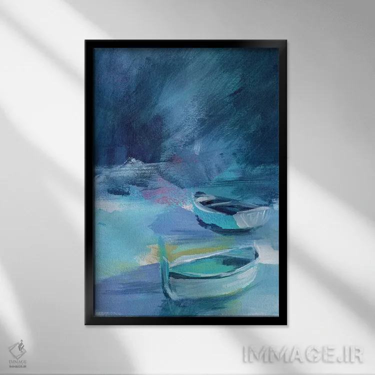 تابلو دکوراتیو قایق های خلیج کوچک ۲ اثر جنیفر پکستون پارکر - نمای قابدار مشکی