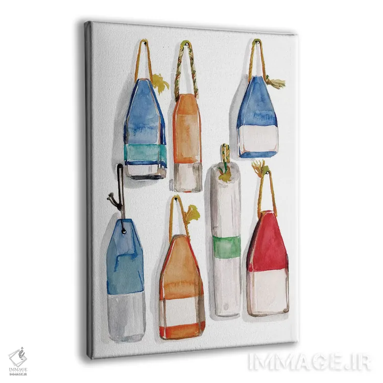 تابلو دکوراتیو بویه های نقاشی شده با آبرنگ ۱ اثر جنیفر پکستون پارکر - نمای پرسپکتیو محصول