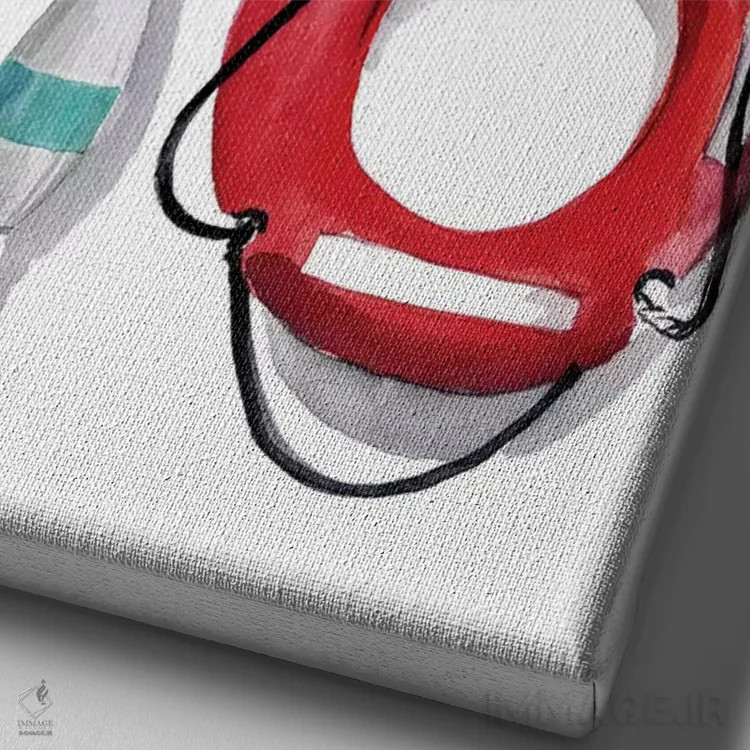 تابلو دکوراتیو بویه های نقاشی شده با آبرنگ ۲ اثر جنیفر پکستون پارکر - نمای نزدیک بافت بوم