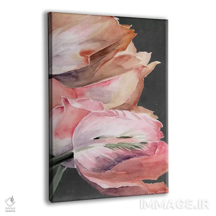 تابلو دکوراتیو لاله های پاستلی به شکل طوطی ۴ اثر جنیفر پکستون پارکر - نمای پرسپکتیو محصول