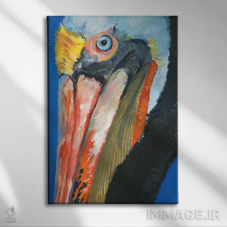 تابلو دکوراتیو پلیکان پرانرژی و رنگارنگ ۱ اثر جنیفر پکستون پارکر - نمای روبهرو روی دیوار