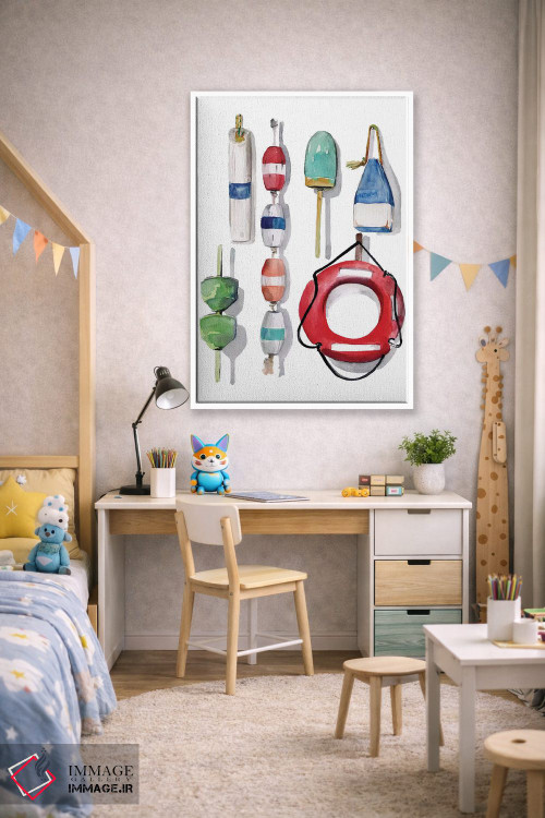 تابلو دکوراتیو بویه های نقاشی شده با آبرنگ ۲ اثر جنیفر پکستون پارکر - D1W