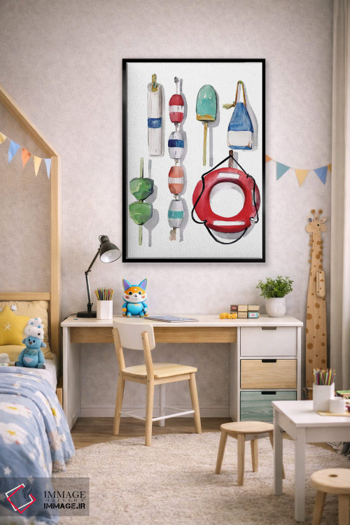 تابلو دکوراتیو بویه های نقاشی شده با آبرنگ ۲ اثر جنیفر پکستون پارکر - D2B