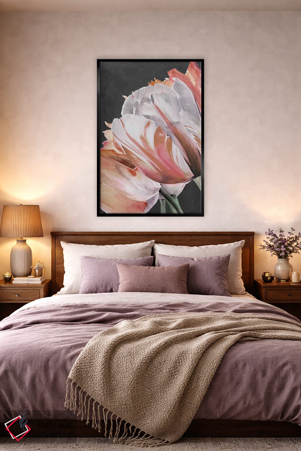 تابلو دکوراتیو لاله های پاستلی به شکل طوطی ۳ اثر جنیفر پکستون پارکر - D3B