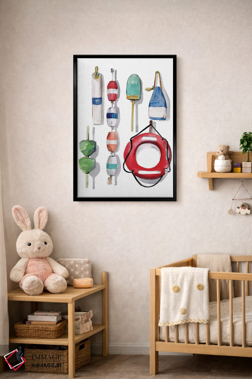 تابلو دکوراتیو بویه های نقاشی شده با آبرنگ ۲ اثر جنیفر پکستون پارکر - D5B