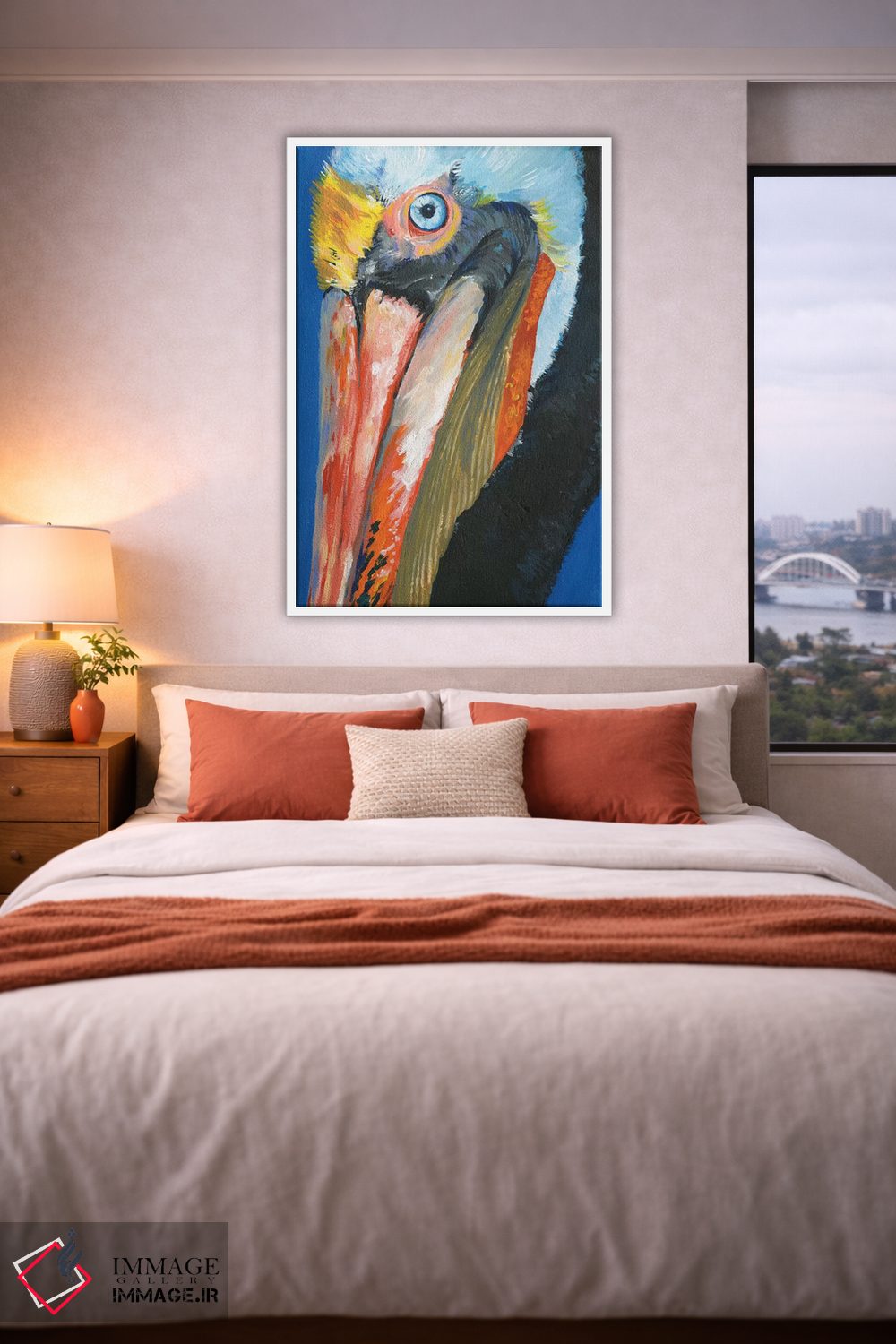 تابلو دکوراتیو پلیکان پرانرژی و رنگارنگ ۱ اثر جنیفر پکستون پارکر - D3W