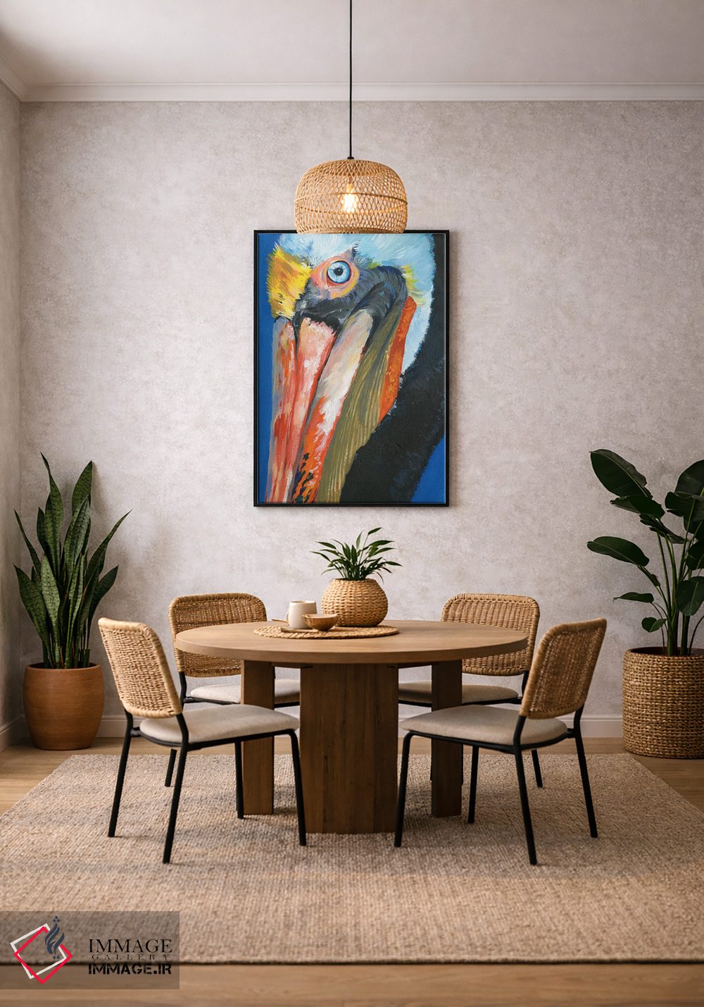 تابلو دکوراتیو پلیکان پرانرژی و رنگارنگ ۱ اثر جنیفر پکستون پارکر - D5B