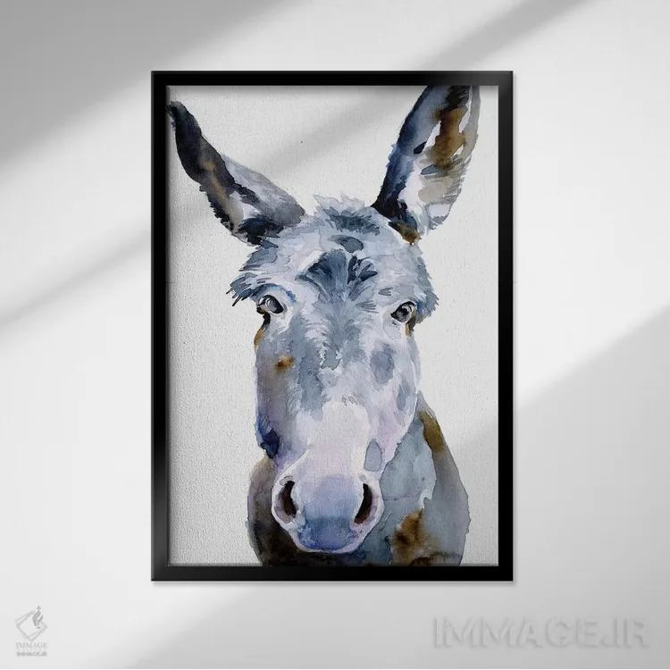 تابلو دکوراتیو الاغ دوست داشتنی ۲ اثر جنیفر پکستون پارکر - نمای قابدار مشکی