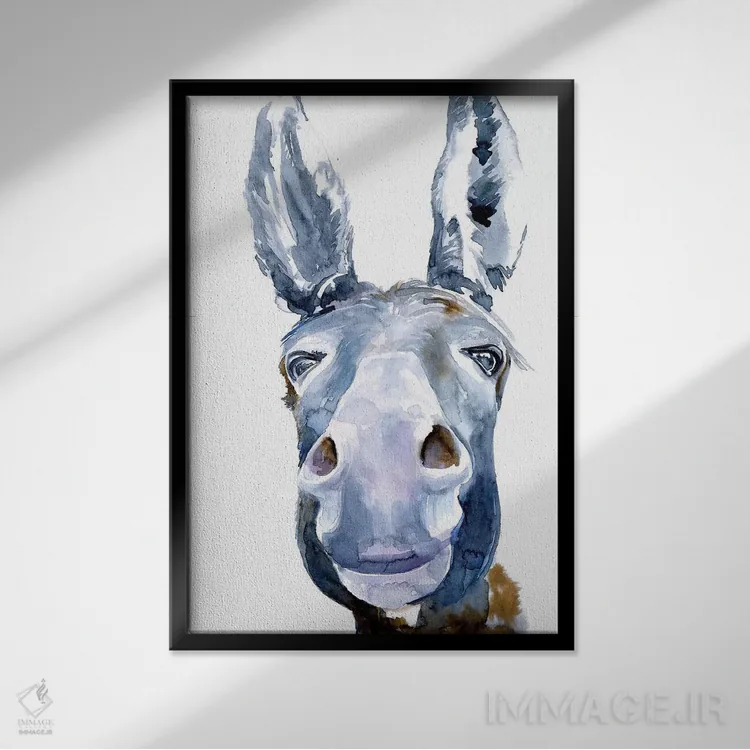 تابلو دکوراتیو الاغ دوست داشتنی ۱ اثر جنیفر پکستون پارکر - نمای قابدار مشکی