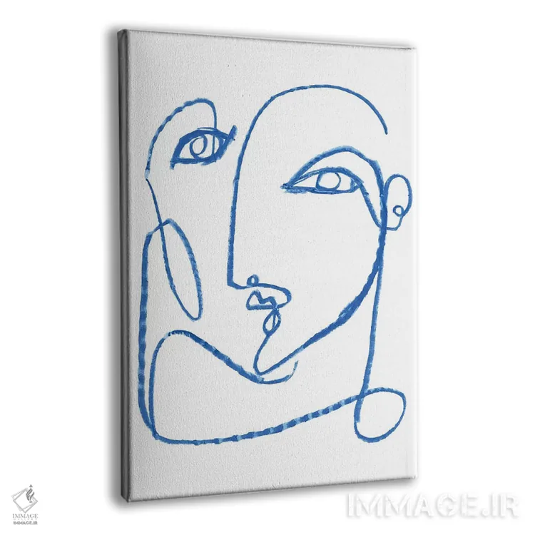 تابلو مینیمال چهره آبی ۱ اثر جنیفر پکستون پارکر - نمای پرسپکتیو محصول