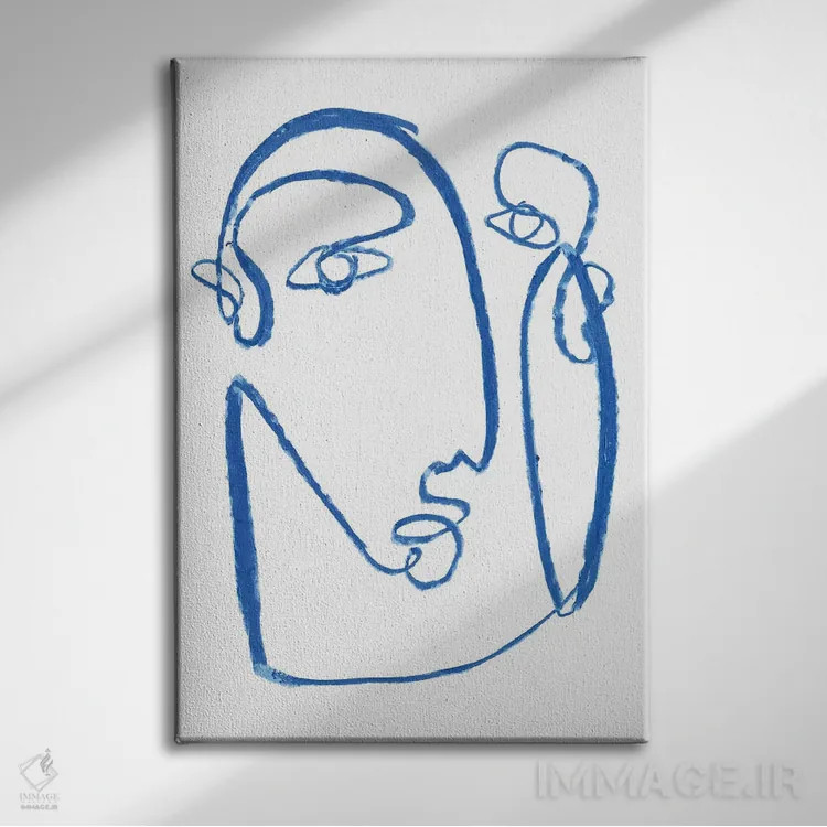 تابلو مینیمال چهره آبی ۲ اثر جنیفر پکستون پارکر - نمای روبهرو روی دیوار