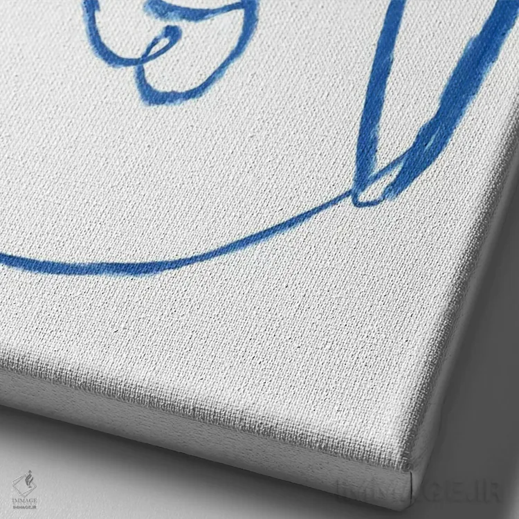 تابلو مینیمال چهره آبی ۲ اثر جنیفر پکستون پارکر - نمای نزدیک بافت بوم