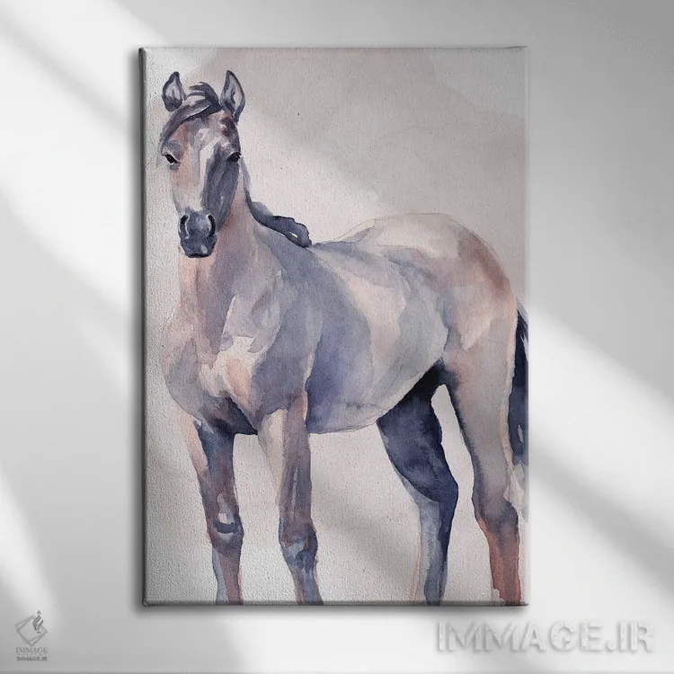 تابلو دکوراتیو اسب به سبک آبرنگ ۲ اثر جنیفر پکستون پارکر - نمای روبهرو روی دیوار