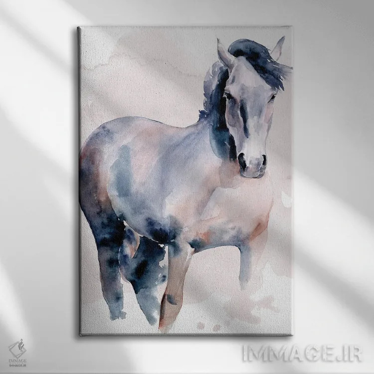 تابلو دکوراتیو اسب به سبک آبرنگ ۱ اثر جنیفر پکستون پارکر - نمای روبهرو روی دیوار