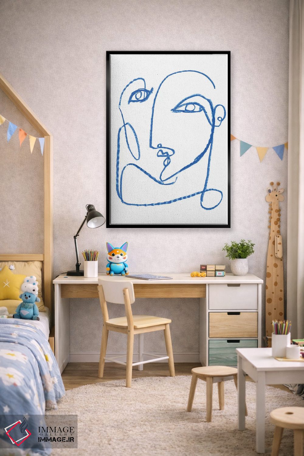 تابلو مینیمال چهره آبی ۱ اثر جنیفر پکستون پارکر - D2B