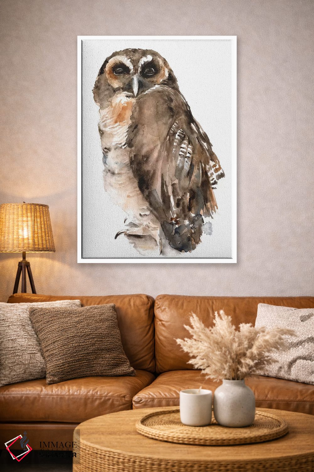 تابلو دکوراتیو جغد با آبرنگ ۱ اثر جنیفر پکستون پارکر - D2W