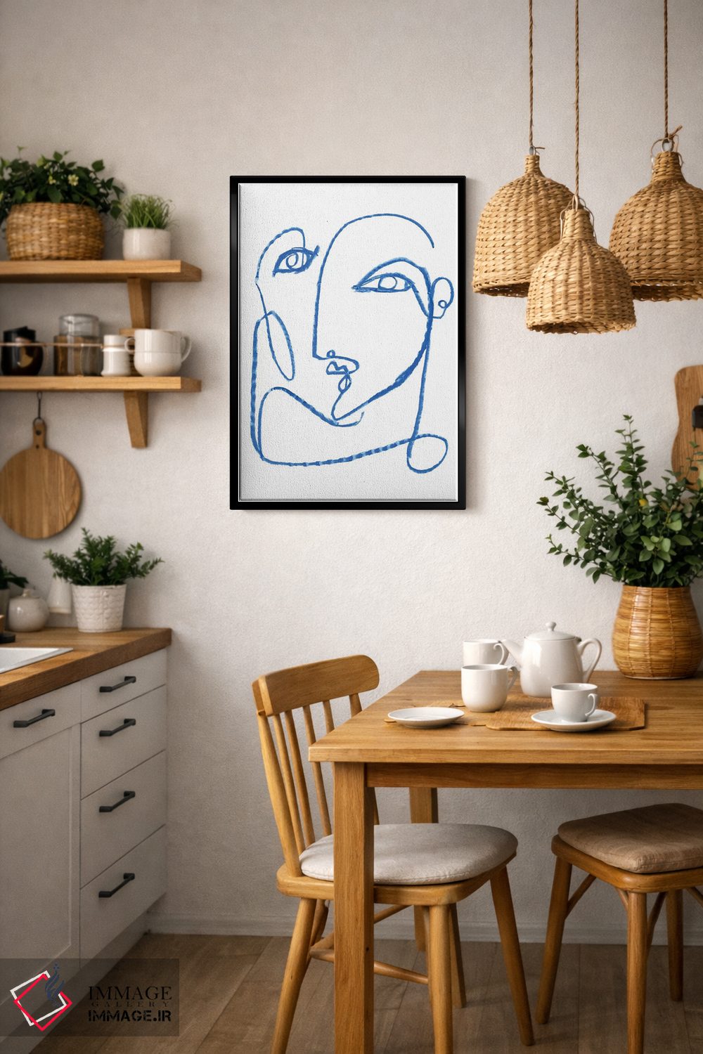 تابلو مینیمال چهره آبی ۱ اثر جنیفر پکستون پارکر - D6B