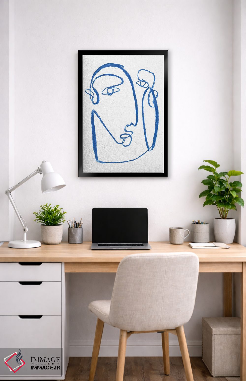 تابلو مینیمال چهره آبی ۲ اثر جنیفر پکستون پارکر - D4B