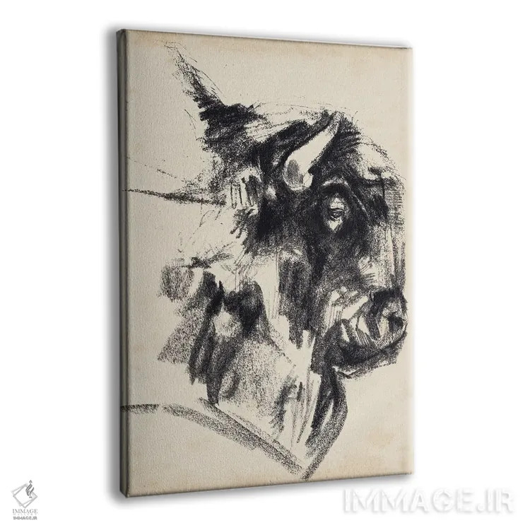 تابلو انتزاعی اشاره سر گاومیش کوهان دار ۱ اثر جنیفر پکستون پارکر - نمای پرسپکتیو محصول