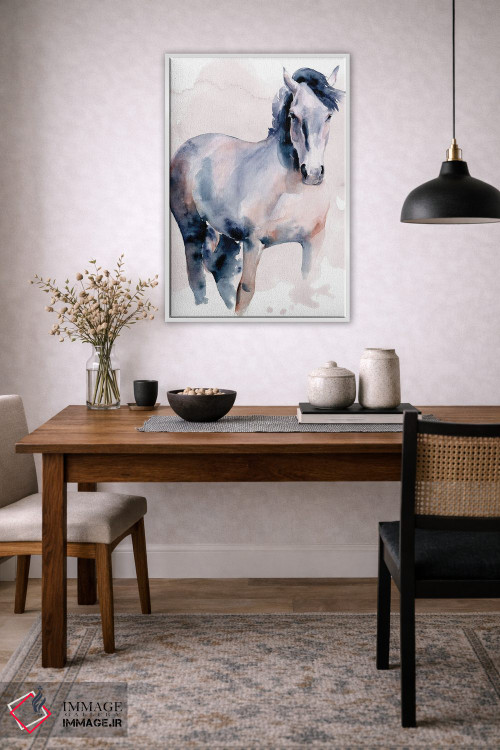 تابلو دکوراتیو اسب به سبک آبرنگ ۱ اثر جنیفر پکستون پارکر - D2W