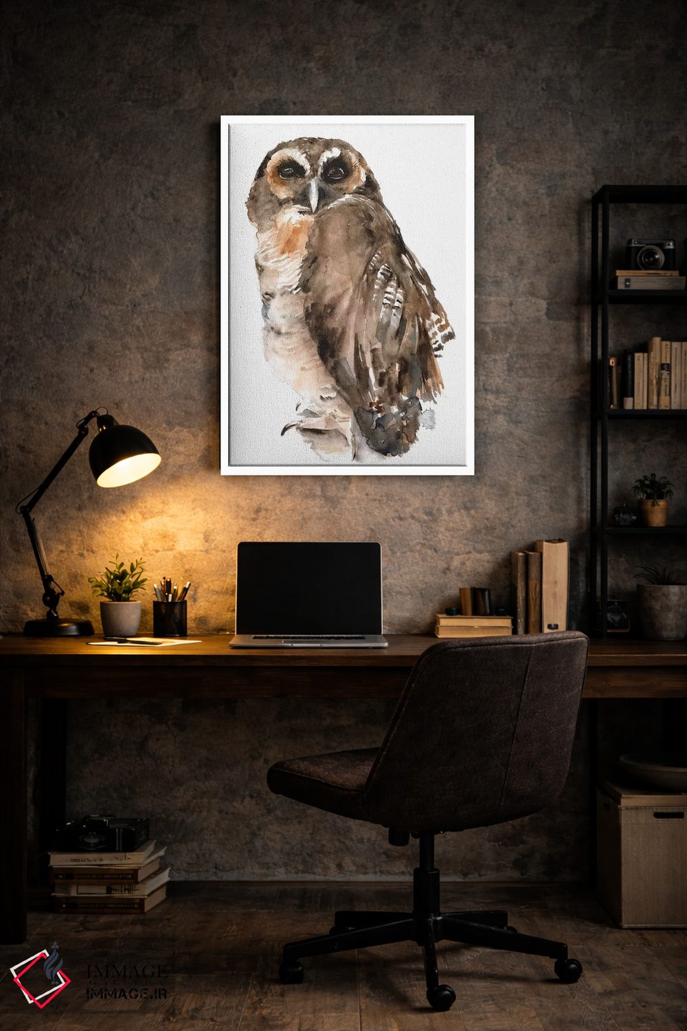 تابلو دکوراتیو جغد با آبرنگ ۱ اثر جنیفر پکستون پارکر - D6W