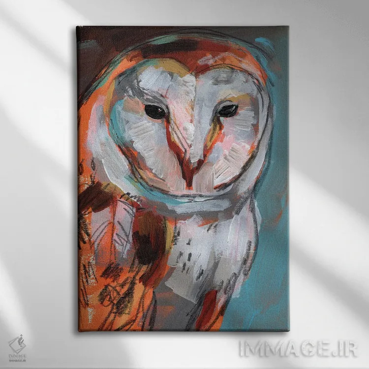 تابلو دکوراتیو جغد اپتیکی ۱ اثر جنیفر پکستون پارکر - نمای روبهرو روی دیوار