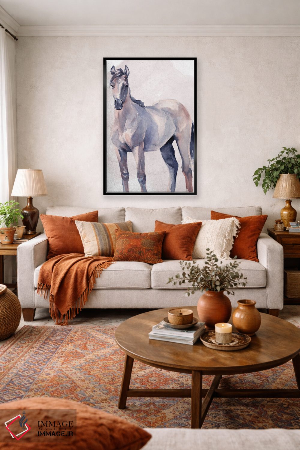 تابلو دکوراتیو اسب به سبک آبرنگ ۲ اثر جنیفر پکستون پارکر - D4B