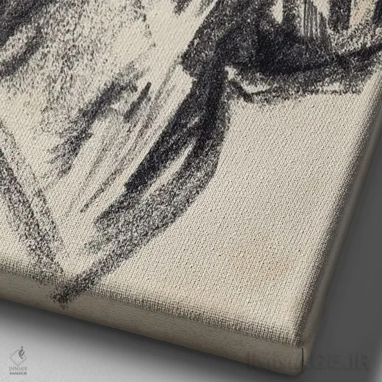 تابلو انتزاعی اشاره سر گاومیش کوهان دار ۱ اثر جنیفر پکستون پارکر - نمای نزدیک بافت بوم