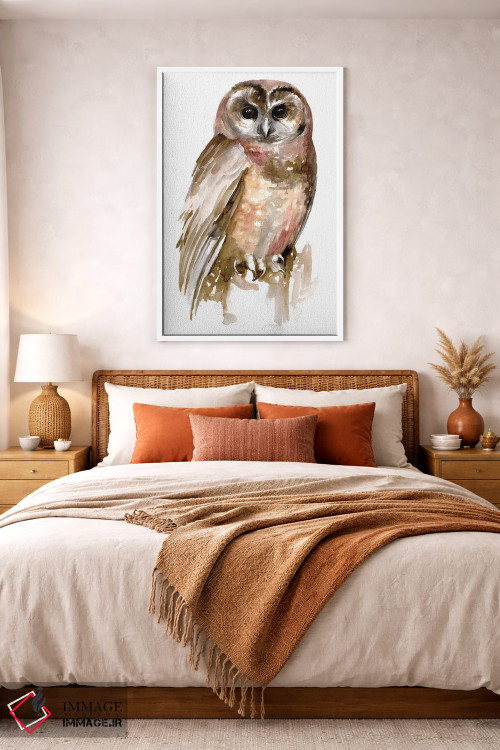 تابلو دکوراتیو جغد با آبرنگ ۲ اثر جنیفر پکستون پارکر - D3W