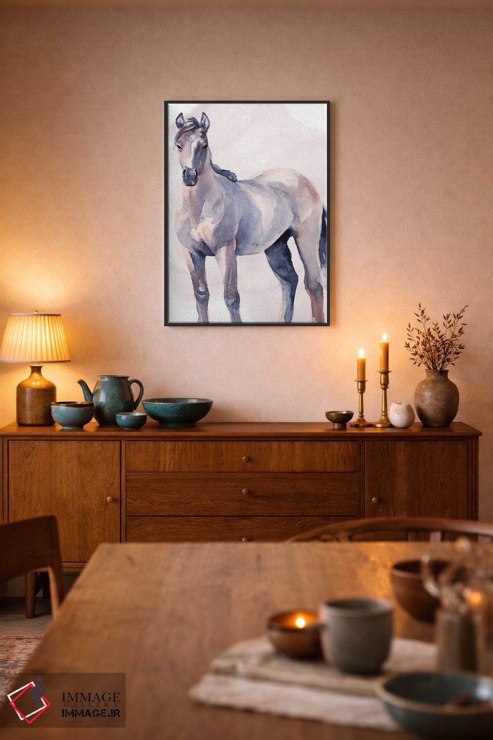 تابلو دکوراتیو اسب به سبک آبرنگ ۲ اثر جنیفر پکستون پارکر - D6B