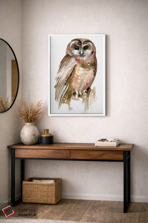 تابلو دکوراتیو جغد با آبرنگ ۲ اثر جنیفر پکستون پارکر - D4W