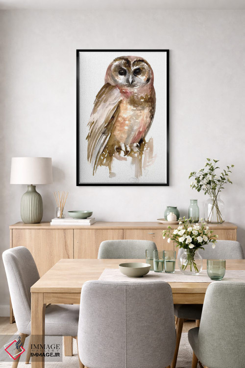 تابلو دکوراتیو جغد با آبرنگ ۲ اثر جنیفر پکستون پارکر - D5B