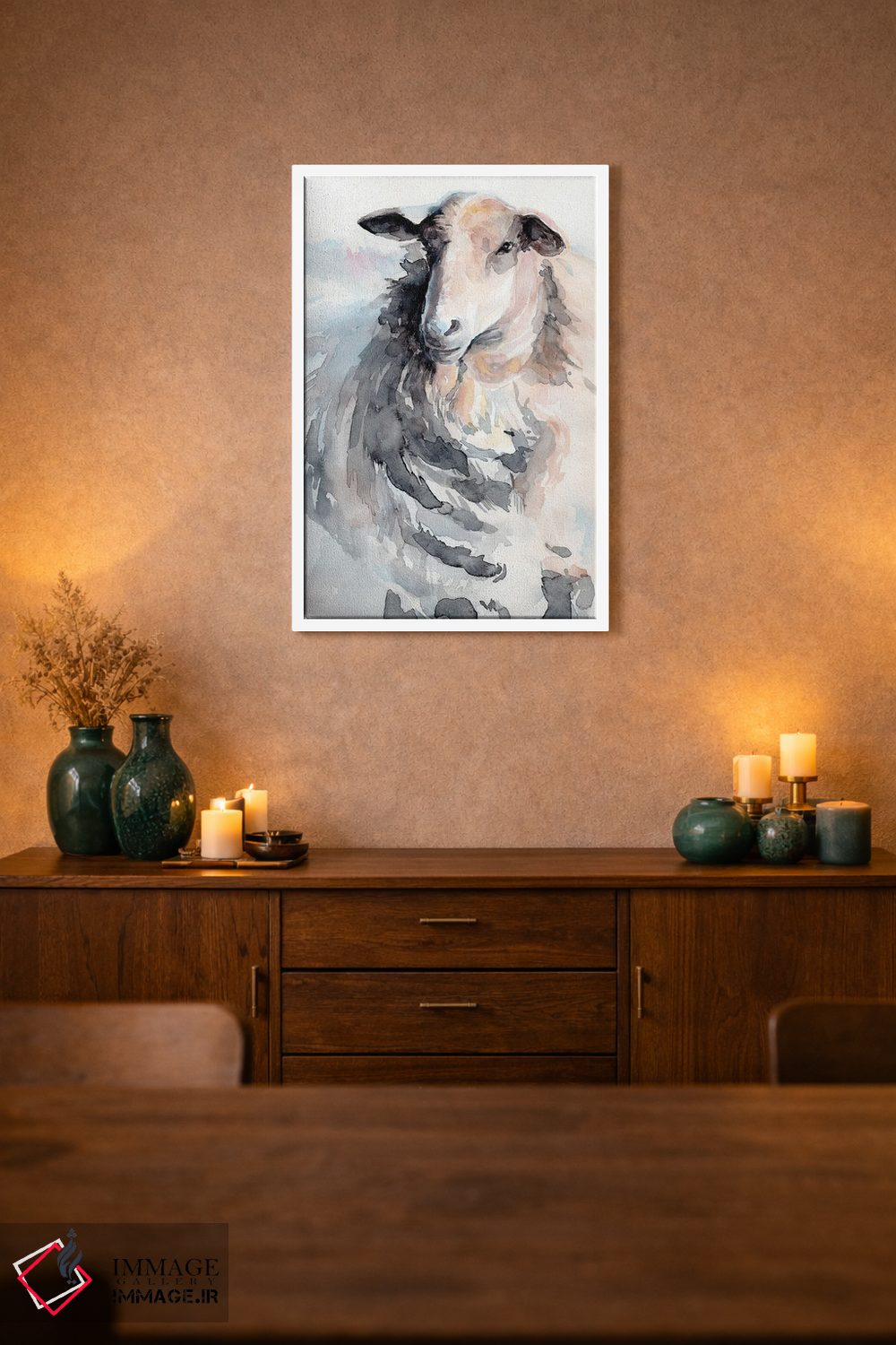 تابلو مدرن گوسفند با آبرنگ ۲ اثر جنیفر پکستون پارکر - D1W