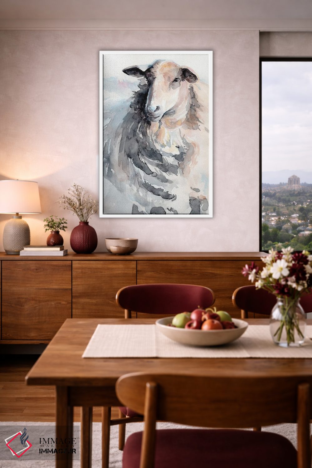 تابلو مدرن گوسفند با آبرنگ ۲ اثر جنیفر پکستون پارکر - D3W