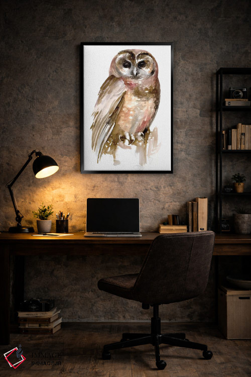 تابلو دکوراتیو جغد با آبرنگ ۲ اثر جنیفر پکستون پارکر - D6B