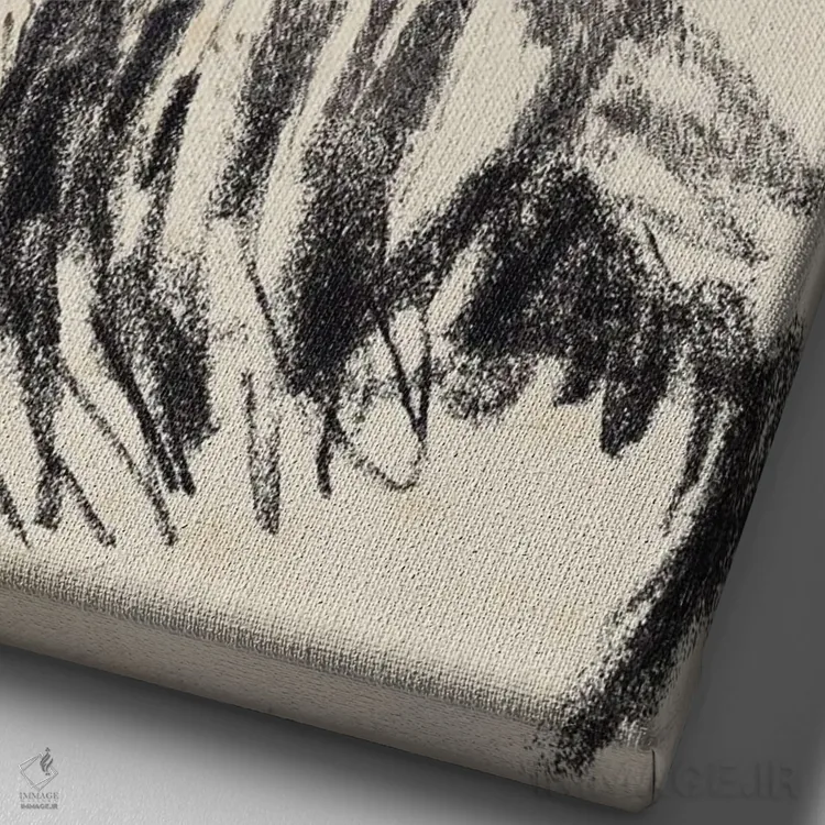 تابلو انتزاعی اشاره سر گاومیش کوهان دار ۲ اثر جنیفر پکستون پارکر - نمای نزدیک بافت بوم