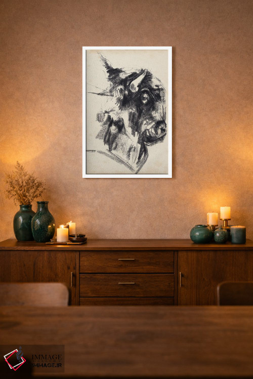 تابلو انتزاعی اشاره سر گاومیش کوهان دار ۱ اثر جنیفر پکستون پارکر - D1W