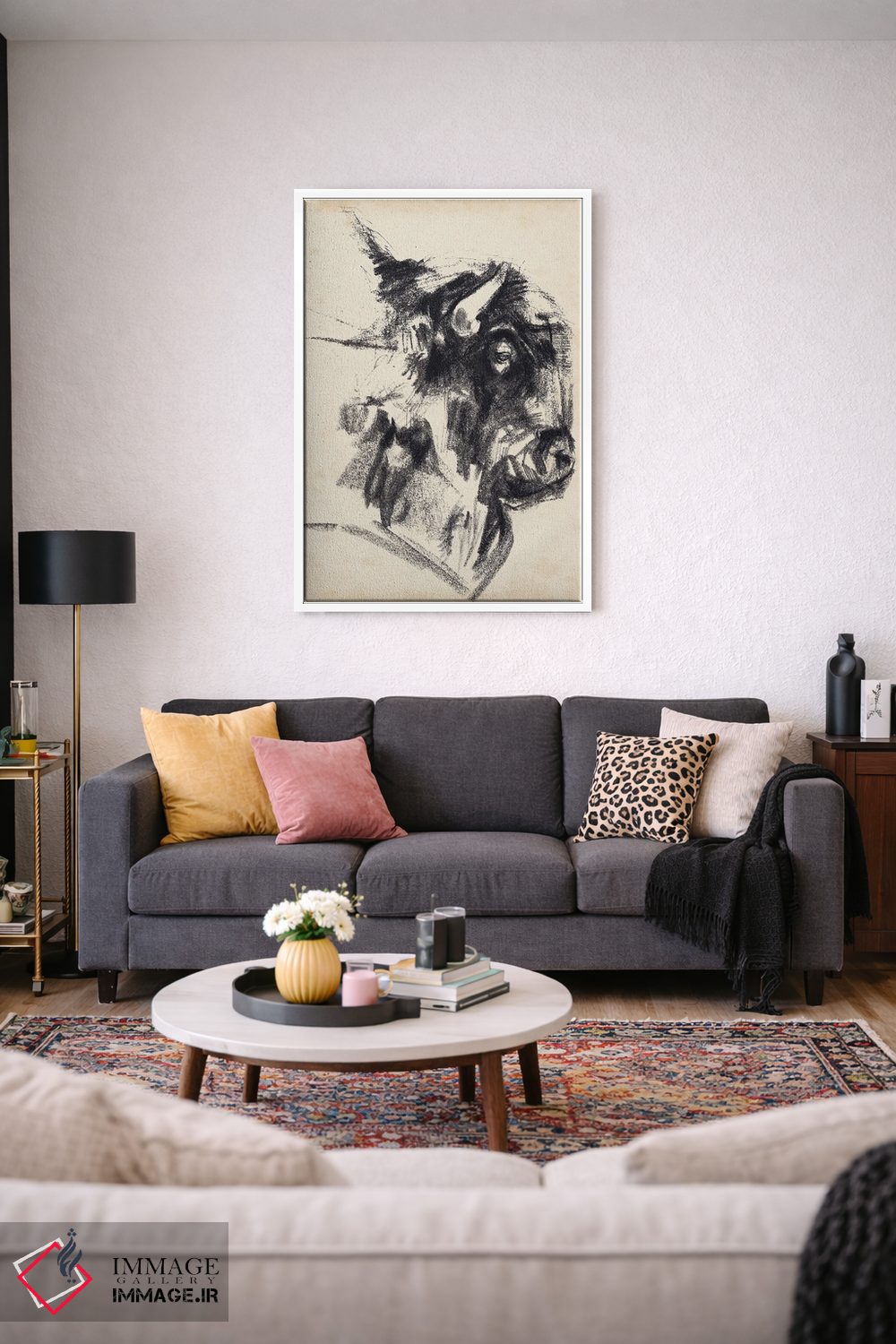 تابلو انتزاعی اشاره سر گاومیش کوهان دار ۱ اثر جنیفر پکستون پارکر - D3W