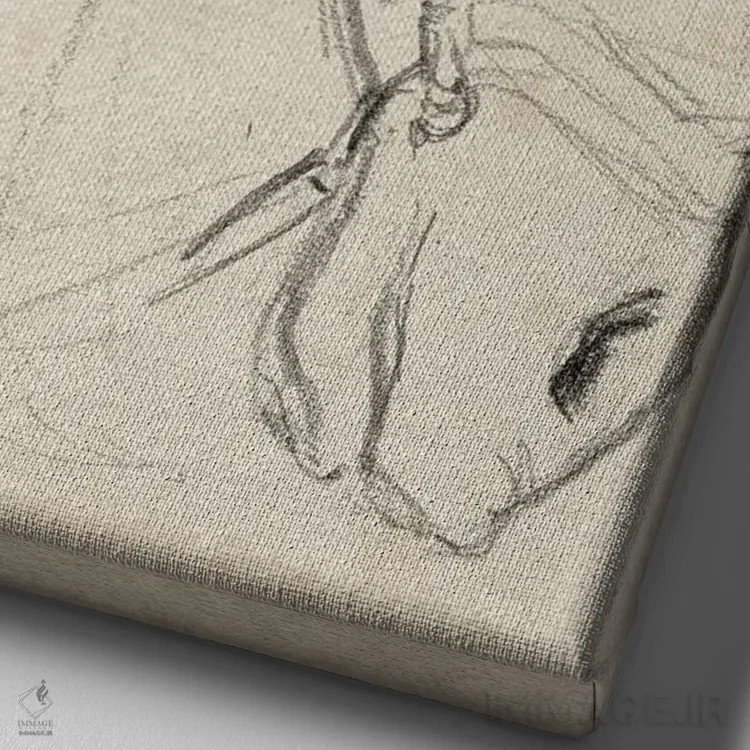 تابلو مدرن اسب با مهار به صورت طراحی ۱ اثر جنیفر پکستون پارکر - نمای نزدیک بافت بوم